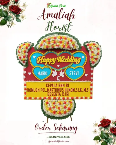 Karangan Papan Bunga Pernikahan di Bukti